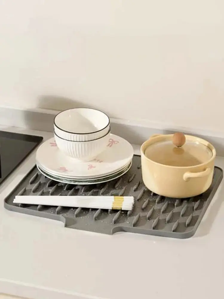 Silicone Drainer Mat Foldable Pots Dish Drain Mat Heat Resistant Non-slip Mat for Tableware Cushion Organizer
