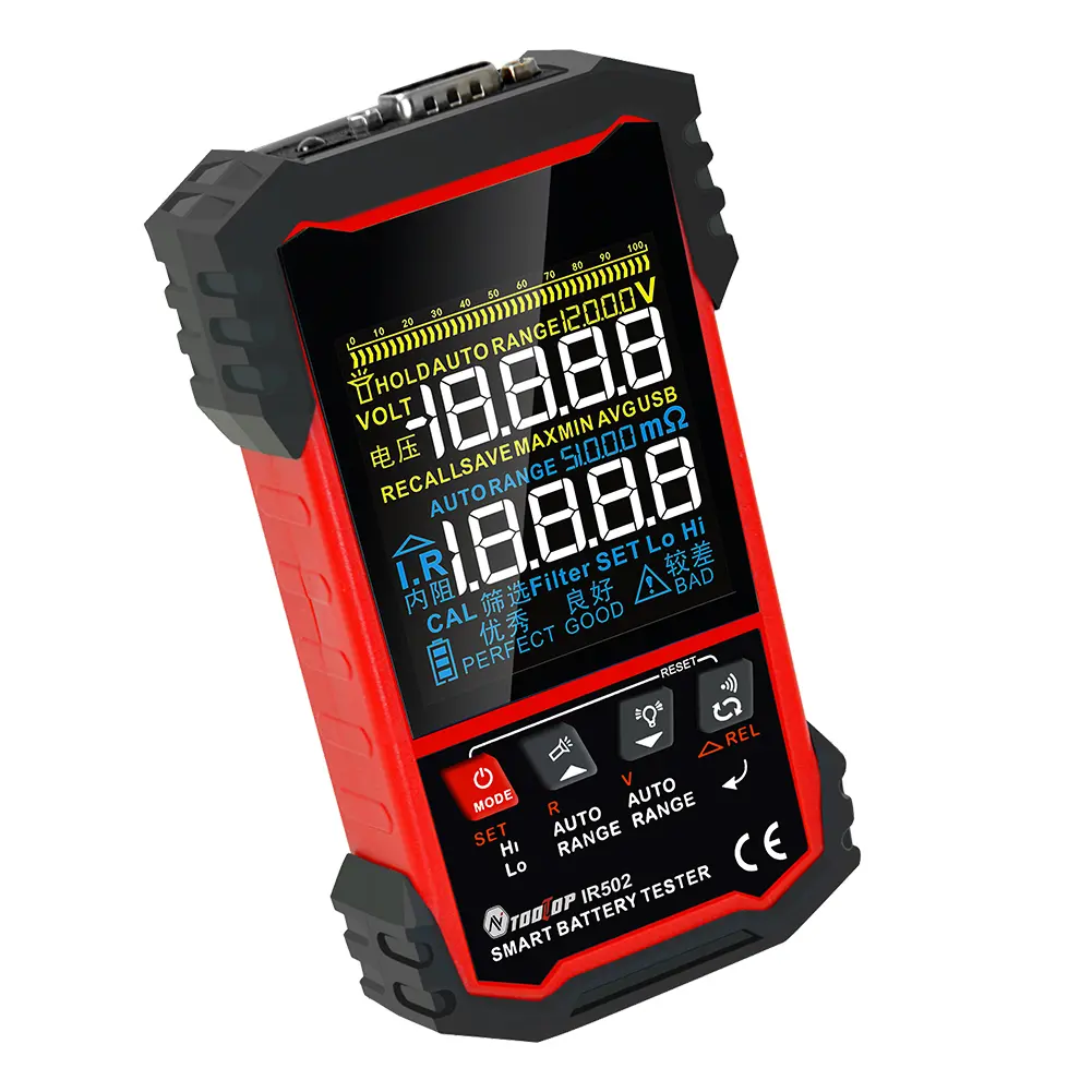 IR500/IR502 Battery Internal Resistance Tester 4-Wire Test 120V 0.000mω-500ω Lead-acid Lithium Nickel-cadmium Batteries Tool