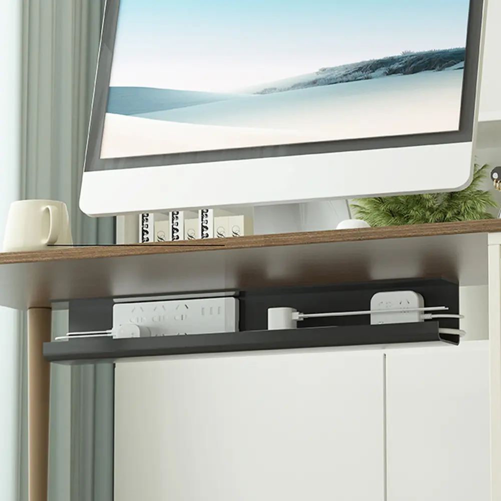 Under Desk Cable Management Tray Self Adhesive Cable Storage Rack Flame Retardant Wire Management Rack for Charging Cable