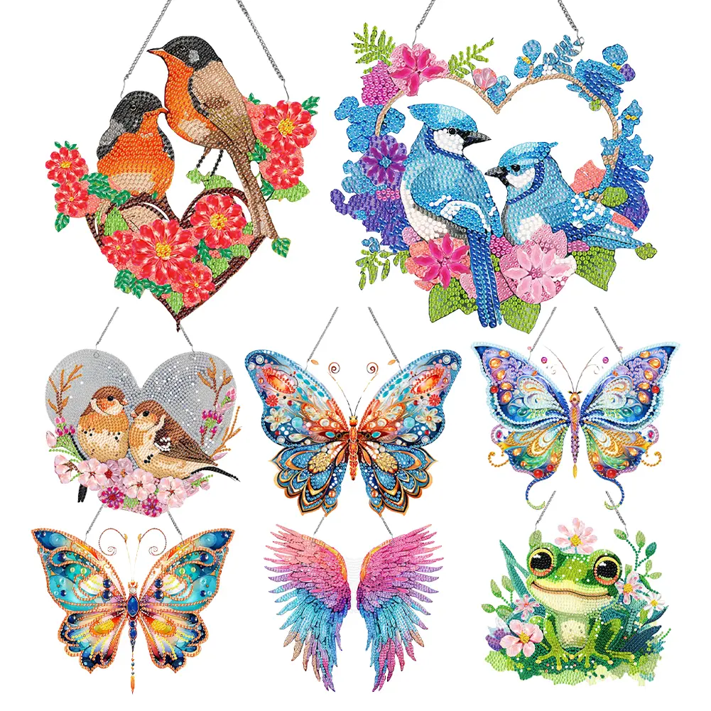 Acrylic Diamond Art Hanging Pendant Dragonfly Single-Sided Diamond Painting Hanging Pendant Frog Crystal Hanging Home Wall Decor