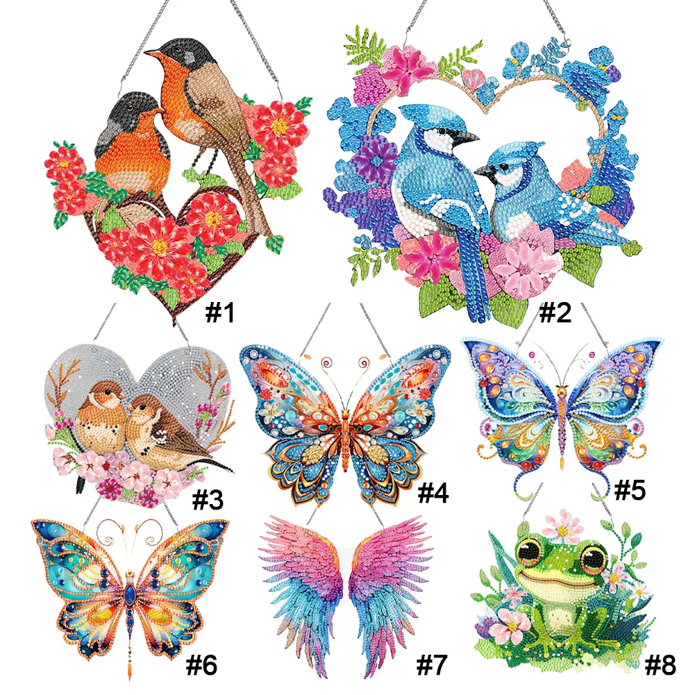 Acrylic Diamond Art Hanging Pendant Dragonfly Single-Sided Diamond Painting Hanging Pendant Frog Crystal Hanging Home Wall Decor
