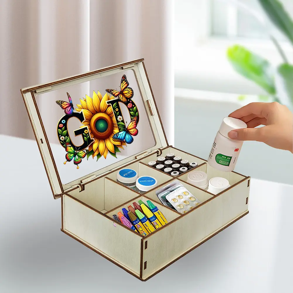 DIY 5D Diamond Painting Jewelry Box Wooden Box Diamond Art Jewelry Storage Case Diamond Painting Container Box for Women