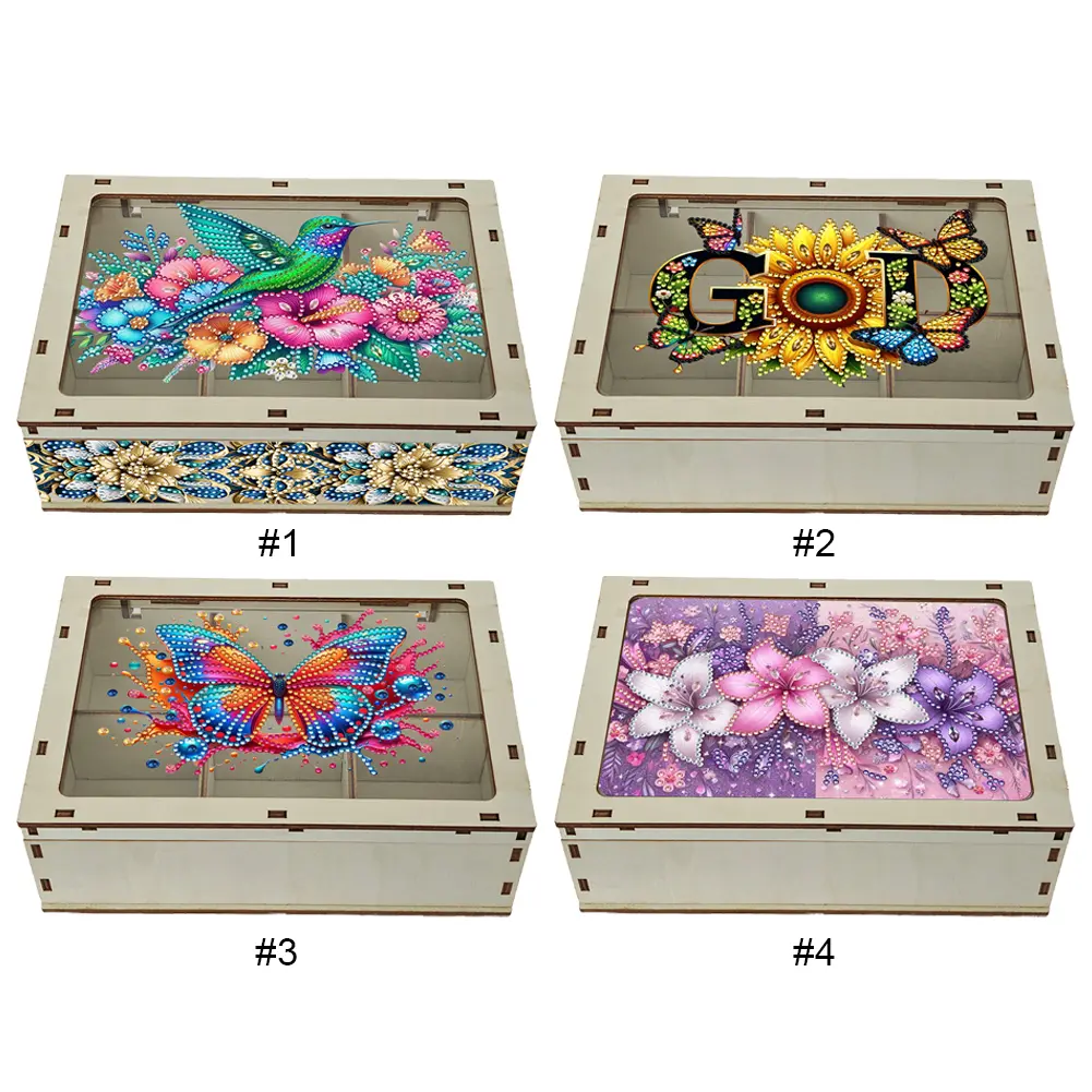 DIY 5D Diamond Painting Jewelry Box Wooden Box Diamond Art Jewelry Storage Case Diamond Painting Container Box for Women