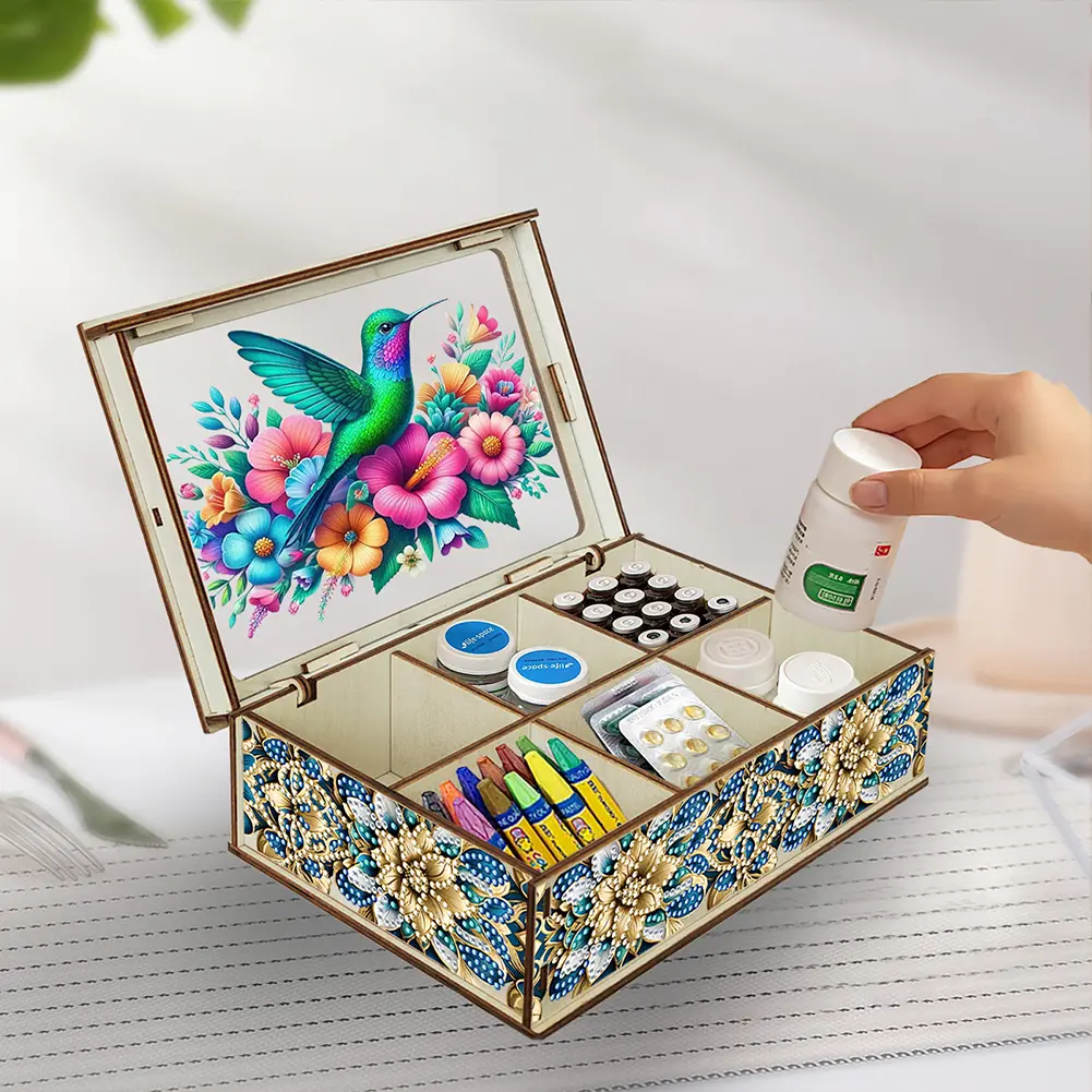DIY 5D Diamond Painting Jewelry Box Wooden Box Diamond Art Jewelry Storage Case Diamond Painting Container Box for Women