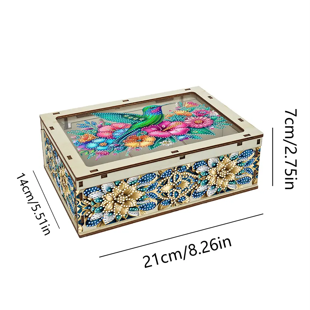 DIY 5D Diamond Painting Jewelry Box Wooden Box Diamond Art Jewelry Storage Case Diamond Painting Container Box for Women