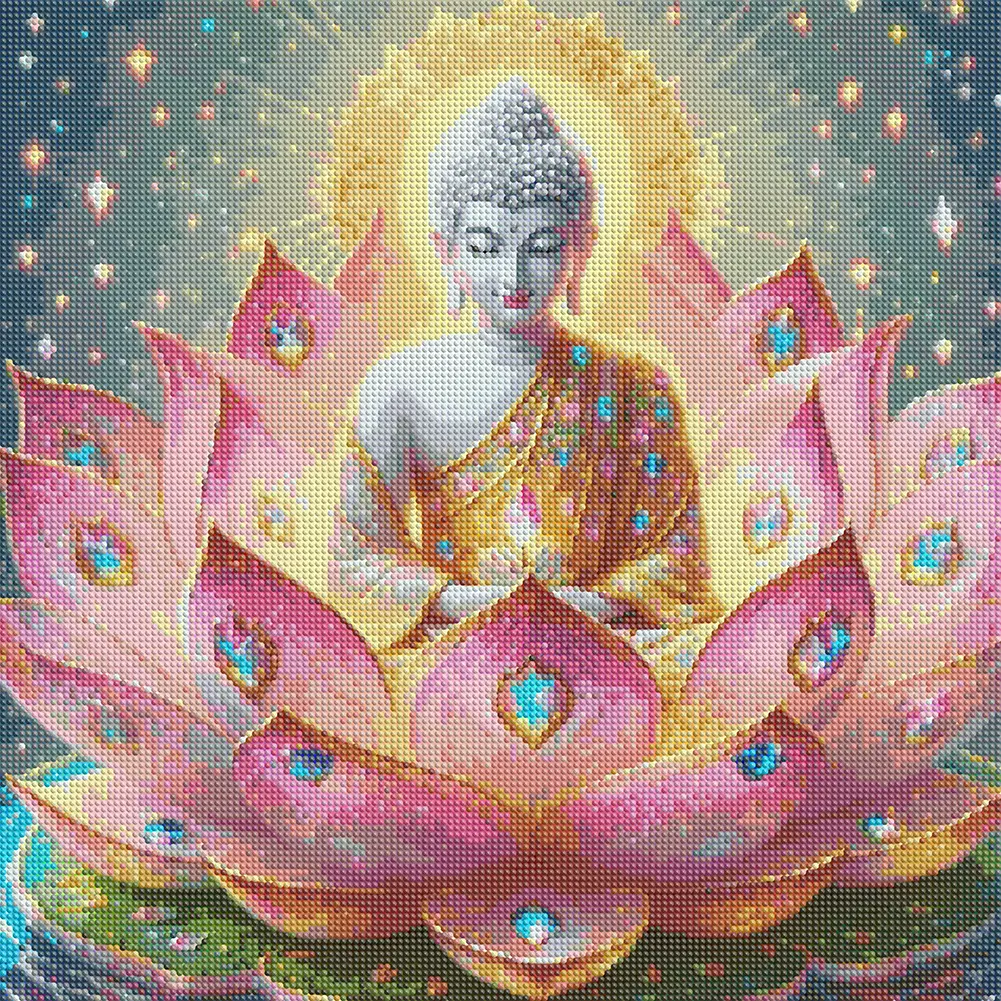 50x50cm Buddha 5D DIY Full Drill Round Diamond Painting Kit for Home Wall Decor