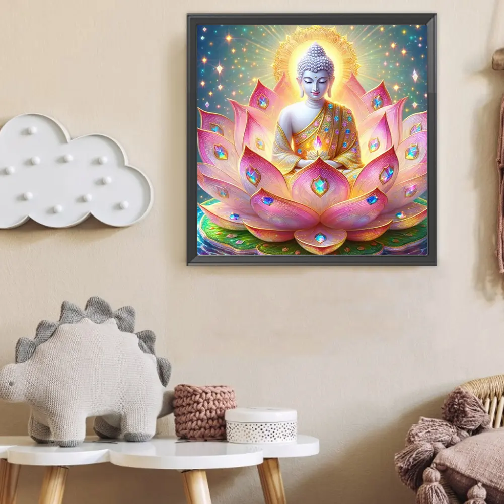50x50cm Buddha 5D DIY Full Drill Round Diamond Painting Kit for Home Wall Decor