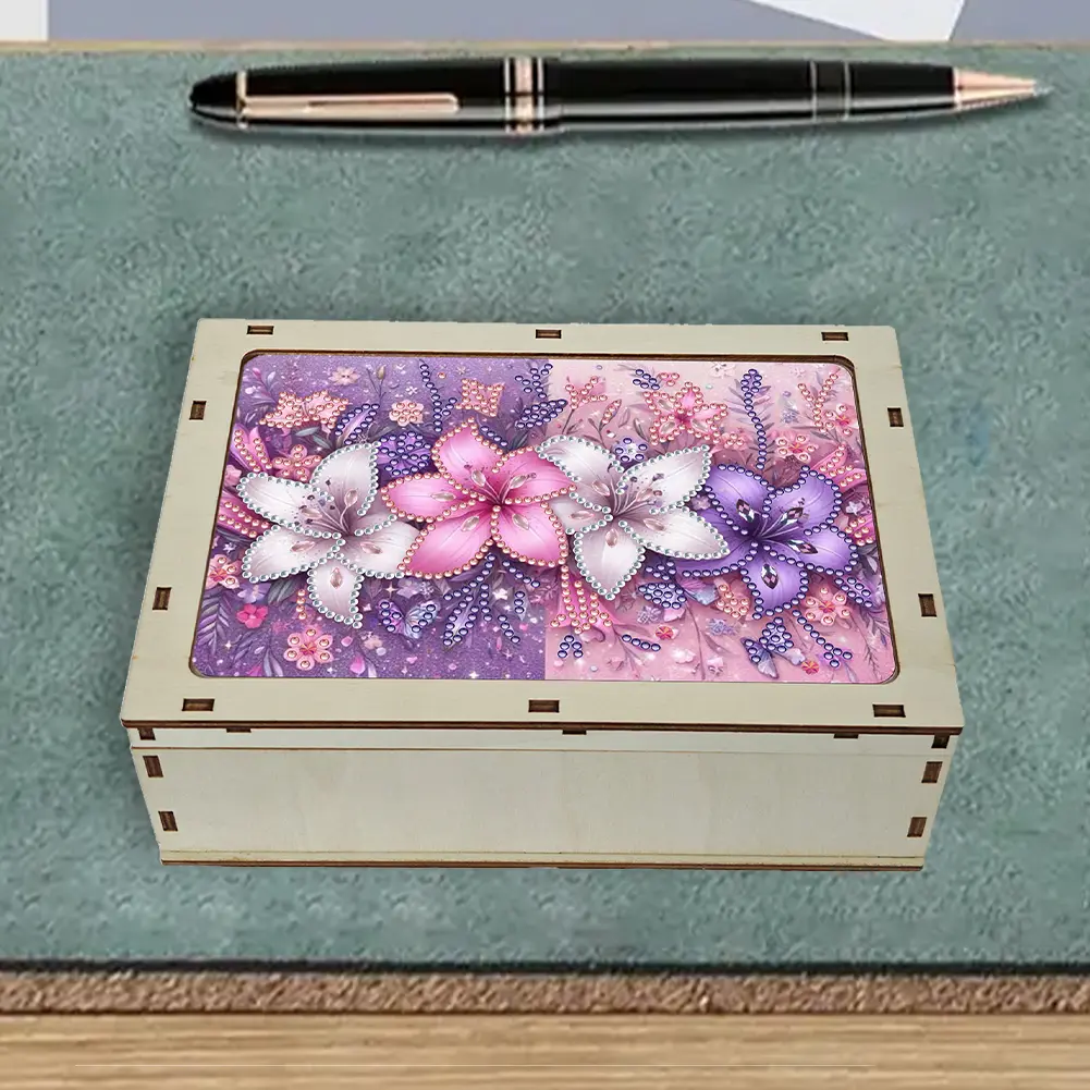 DIY 5D Diamond Painting Jewelry Box Wooden Box Diamond Art Jewelry Storage Case Diamond Painting Container Box for Women