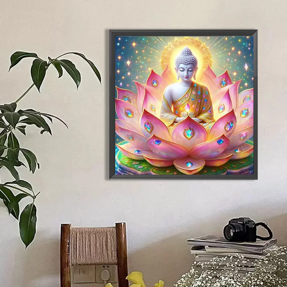 50x50cm Buddha 5D DIY Full Drill Round Diamond Painting Kit for Home Wall Decor