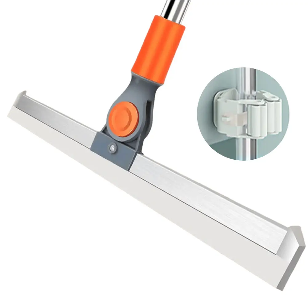 Silicone Floor Wiper Squeegee Stainless Steel Shower Window Squeegee Adjustable Angle Mirror Wiper Scraper for Bathroom Sweeping