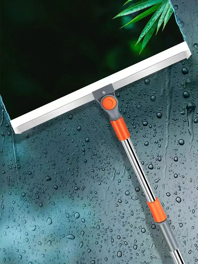 Silicone Floor Wiper Squeegee Stainless Steel Shower Window Squeegee Adjustable Angle Mirror Wiper Scraper for Bathroom Sweeping