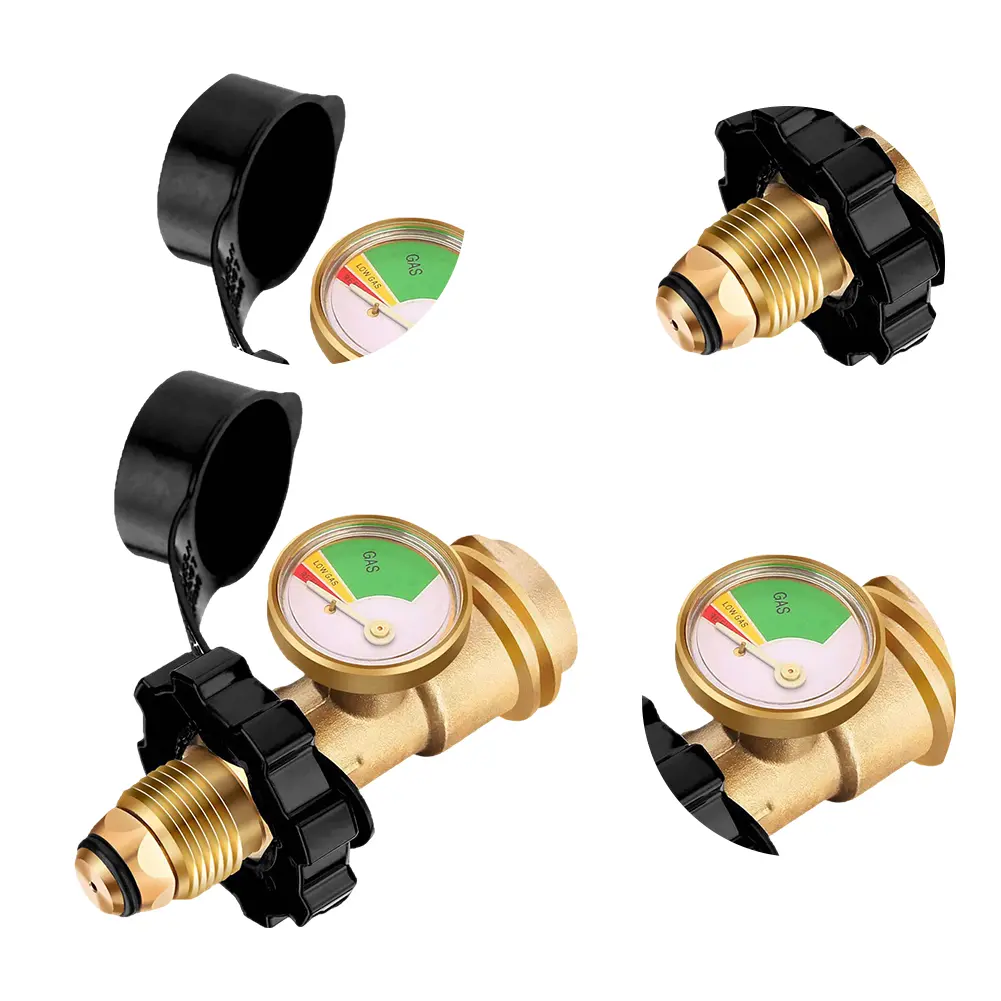 Brass Leak Detector Gas Pressure Meter Pressure Level Meter Indicator Propane Tank Gauge Level Indicator for BBQ RV Camper