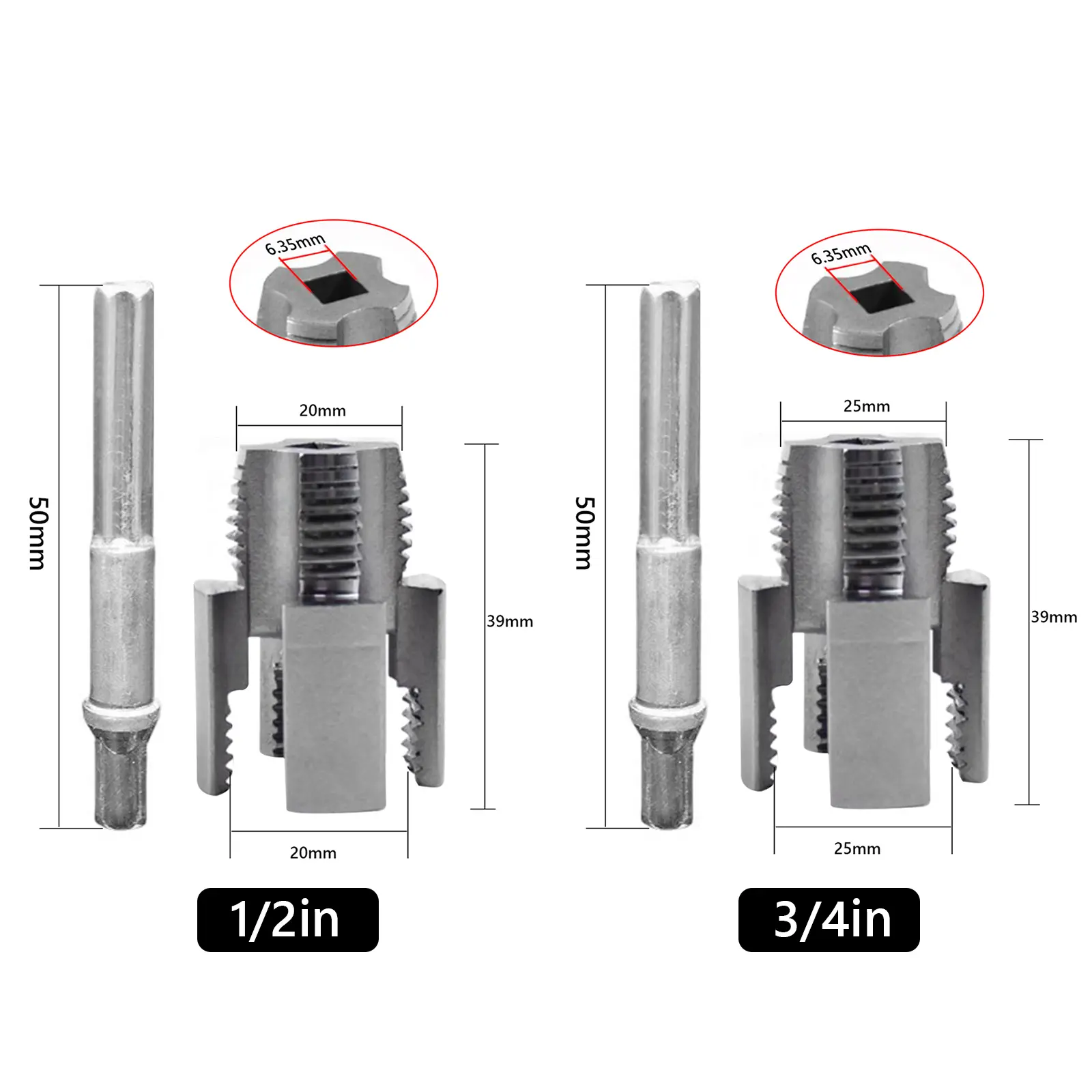 Integrated Pipe Threading Tool for 1/2 3/4 Inch Dies Dual-Function Thread Cutting Tool Electric Drill Compatible for Home Repair