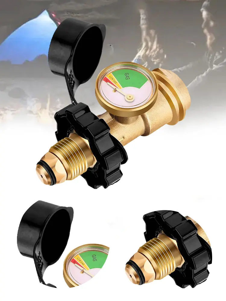 Brass Leak Detector Gas Pressure Meter Pressure Level Meter Indicator Propane Tank Gauge Level Indicator for BBQ RV Camper