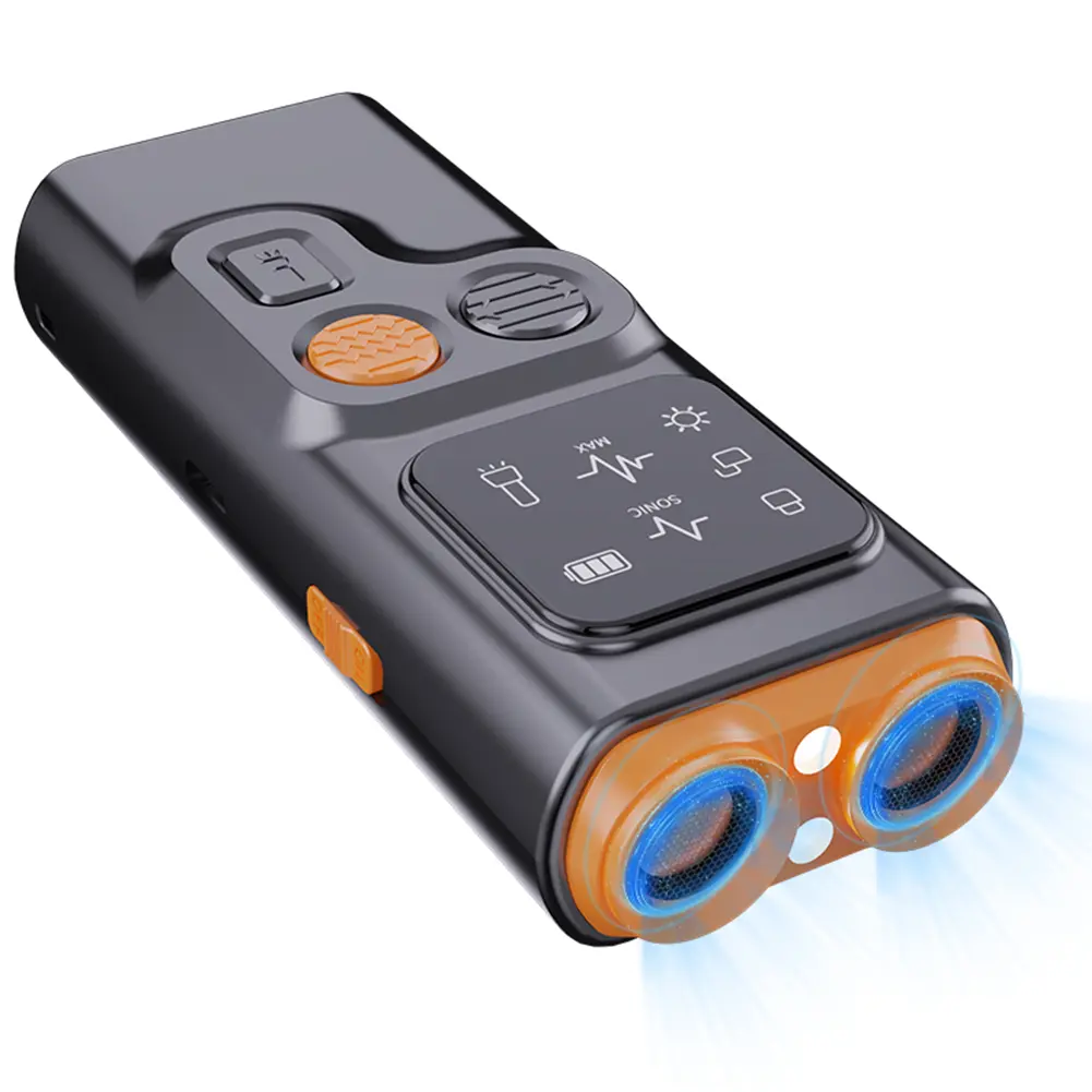 Ultrasonic Dog Bark Deterrent Device with LED Flashlight Rechargeable Anti-Barking Device Dog Chaser for Indoor Outdoor Use