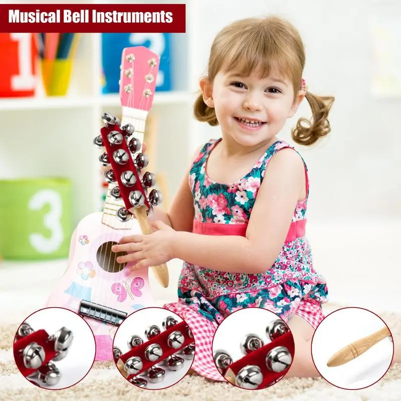 Sleigh Bells Instrument Children Jingle Bells Sleigh Instrument Boys Girls Musical Toy Parent-Child Interaction Percussion