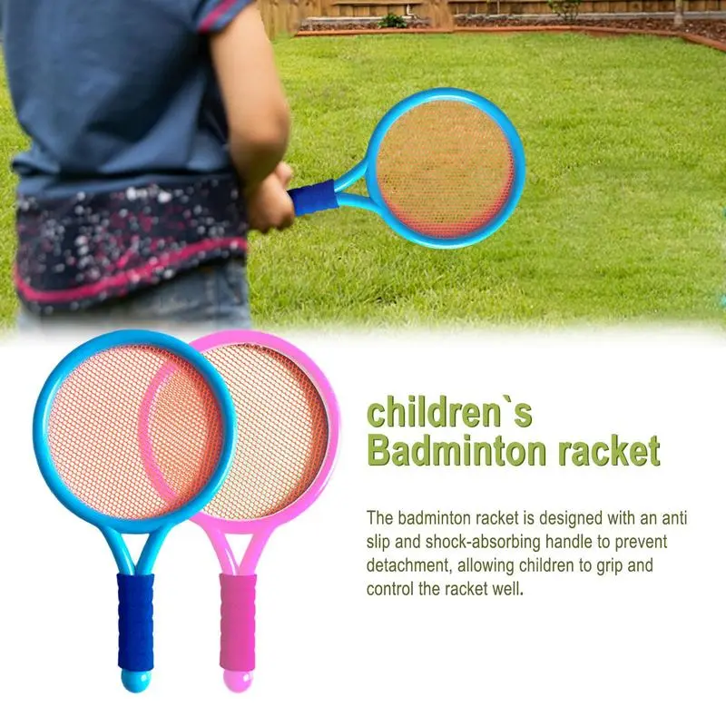 Training Badminton Set For Kids Non-Slip Handle Shuttlecocks Training Sports Set With 2 Round Balls 2 Shuttlecocks