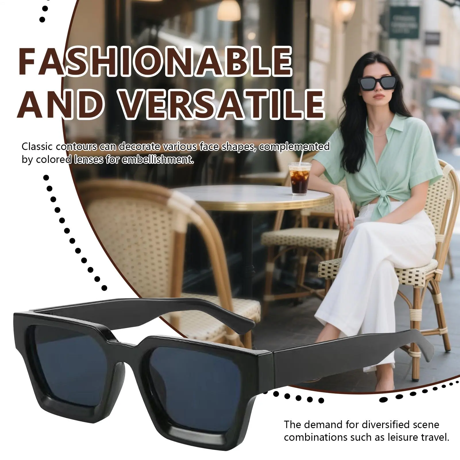 Sports Sunglasses Fashionable UV Protection Glasses Ergonomic UV 400 Square Frame Sunglasses for Vacation Beach Driving Festival