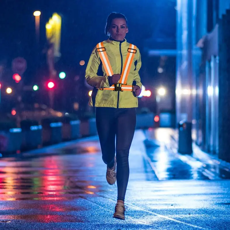 Reflective Straps Set Armband And Waistband Set Waterproof Safety Vest Kit Running Gear Reflectors For Night Cycling Jogging