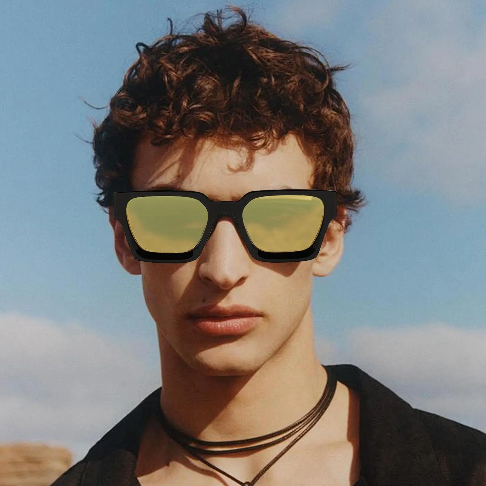 Sports Sunglasses Fashionable UV Protection Glasses Ergonomic UV 400 Square Frame Sunglasses for Vacation Beach Driving Festival