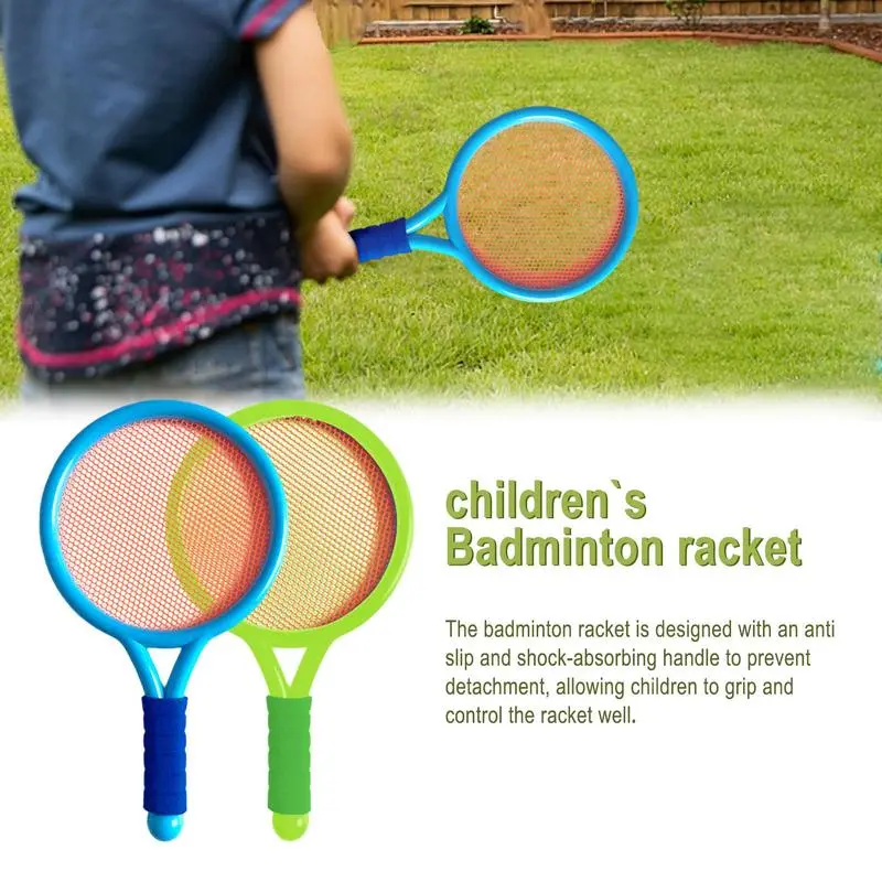 Training Badminton Set For Kids Non-Slip Handle Shuttlecocks Training Sports Set With 2 Round Balls 2 Shuttlecocks