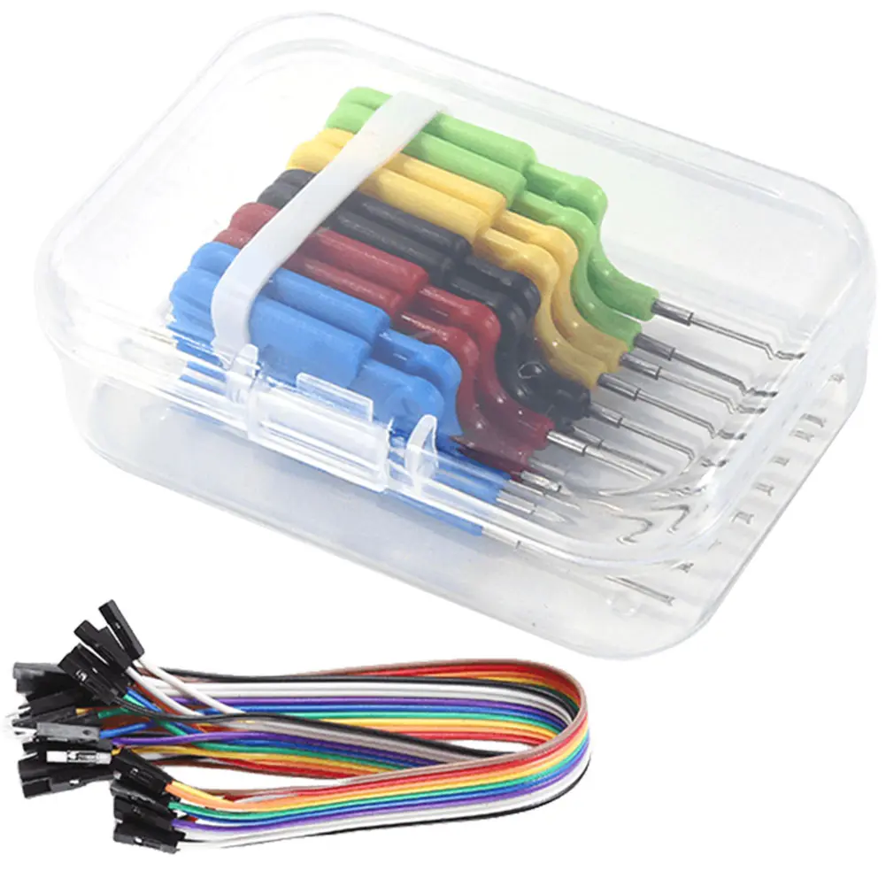 10pcs/set SDK08 Test Clips with Jumper Wires IC Test Hook Clips 40V Chip Foot Clip 2A Micro IC Clamp Electrical Testing Clip