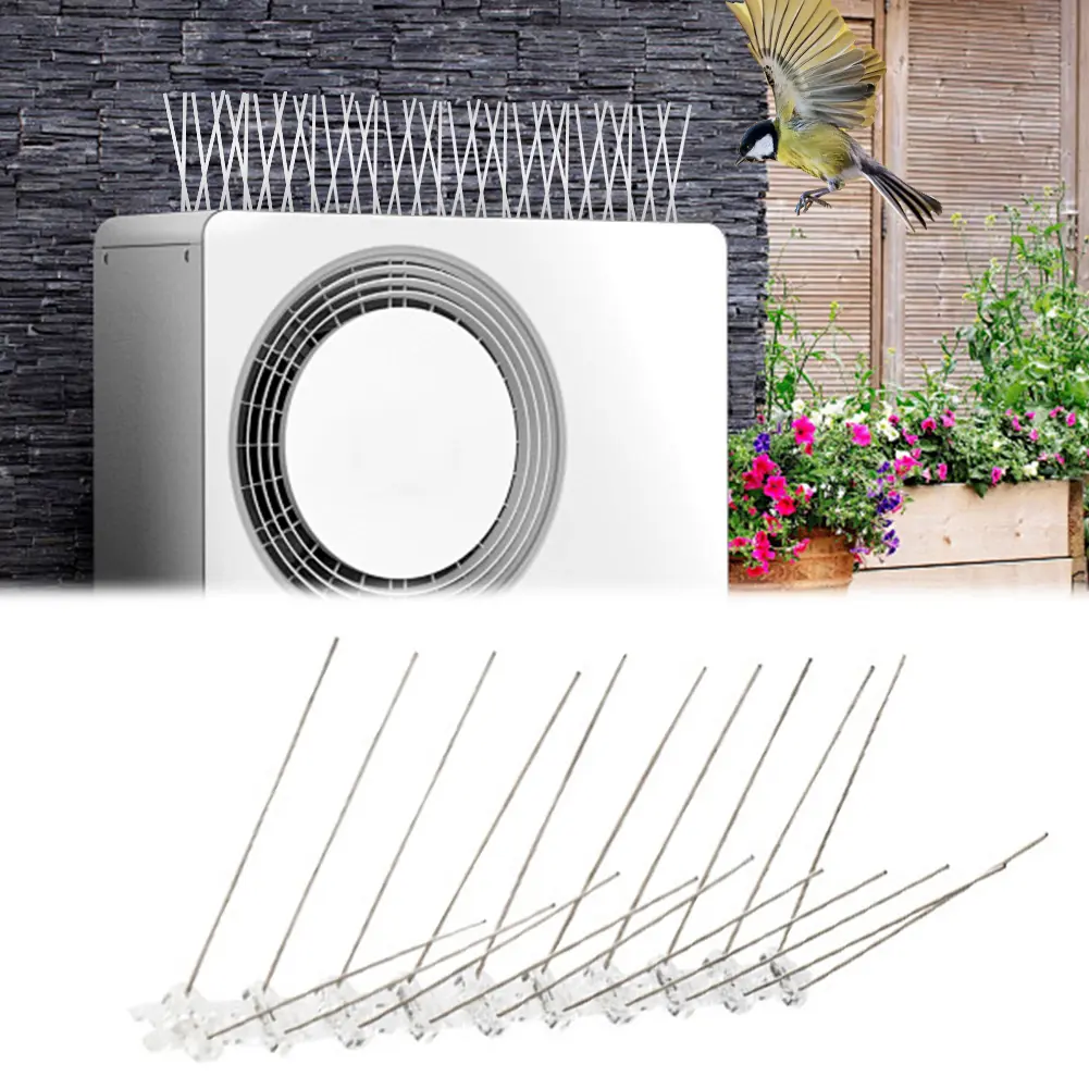 12/14pcs Fence Wall Spikes Bird Deterrent Spikes Outdoor Scare Bird Repeller Anti Birds Pigeon Squirrel Raccoon Deterrent Spikes