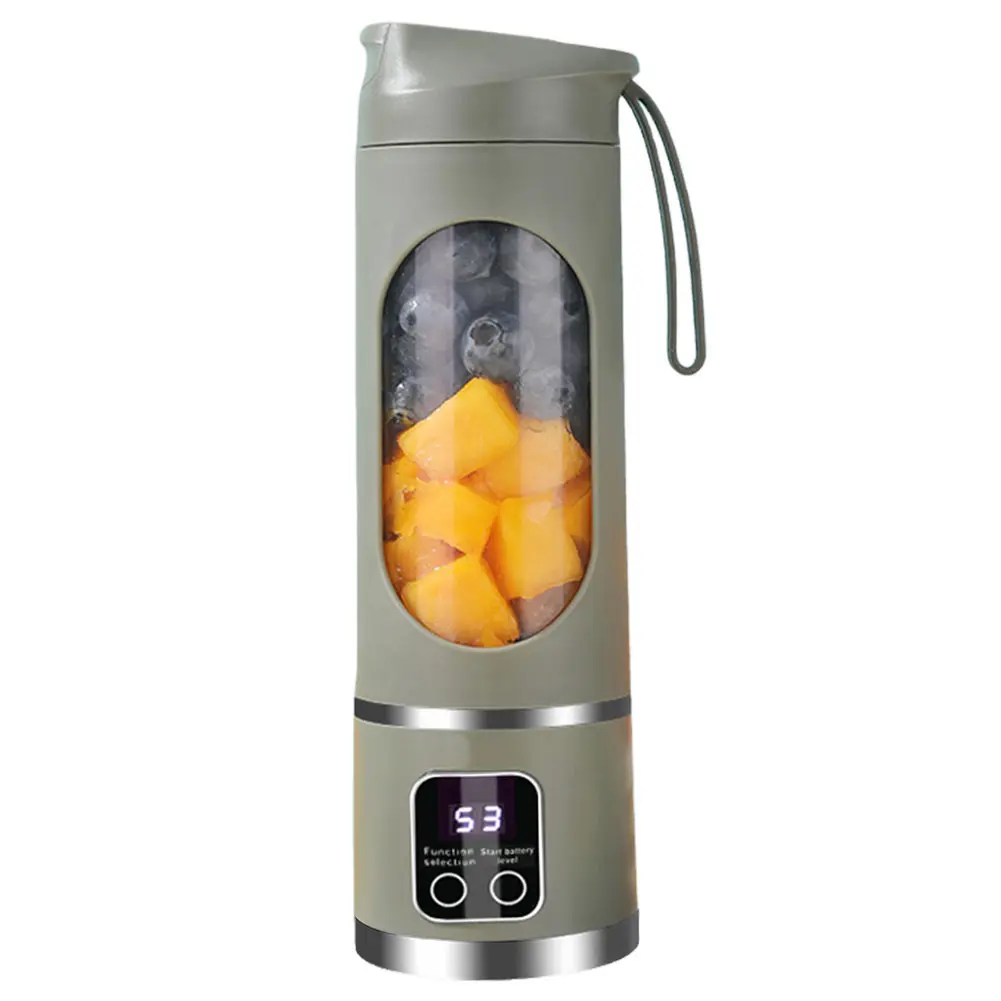 450ml Portable Juicer Electric Juicer Cup USB Rechargeable Blender Cup 1500mAh with 8 Blades for Home Office Travel