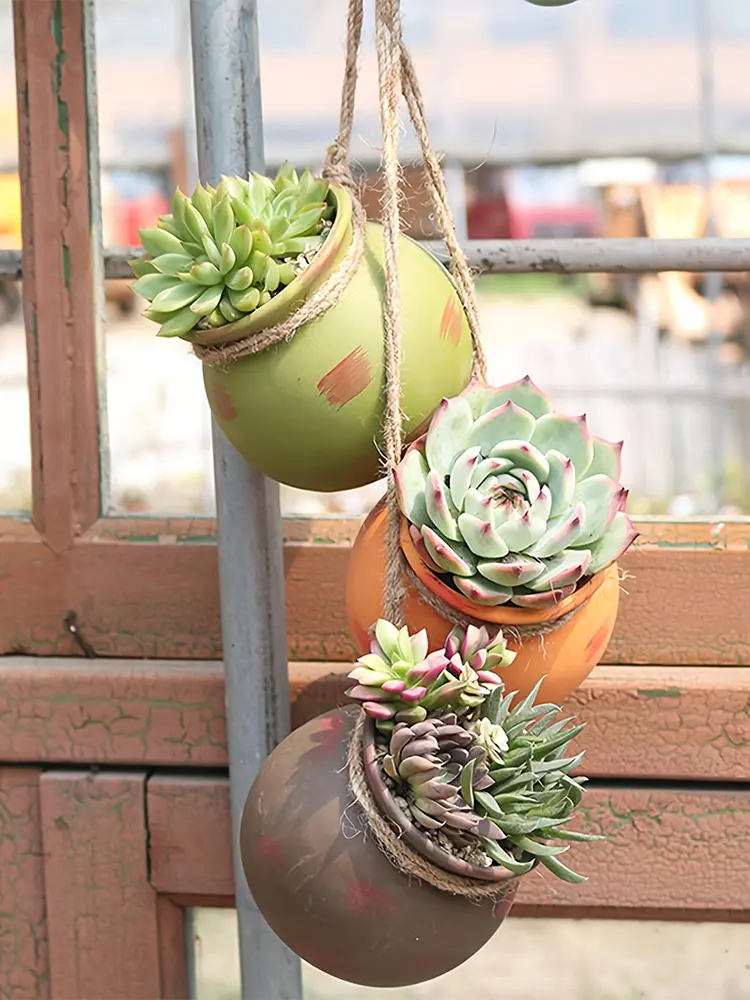 4PCS Flower Pot Wall Hanging Ornament Miniature Aesthetic Ceramic Pots Set for Stylish Home Decor