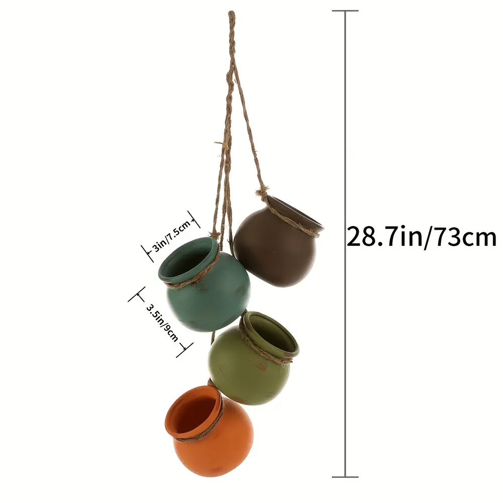 4PCS Flower Pot Wall Hanging Ornament Miniature Aesthetic Ceramic Pots Set for Stylish Home Decor