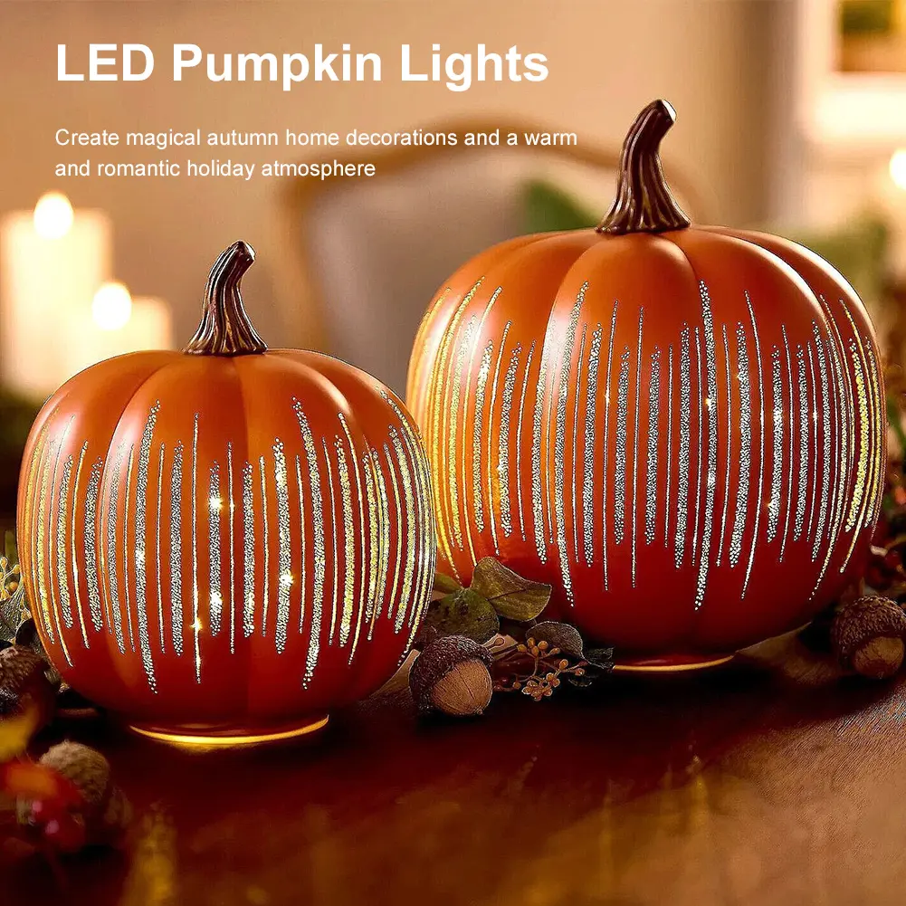 Halloween Pumpkin Lamp Light Twinkle LED Light Pumpkins with Timer Sparkling Starry Night Pumpkin for Party Gifts Home Ornaments
