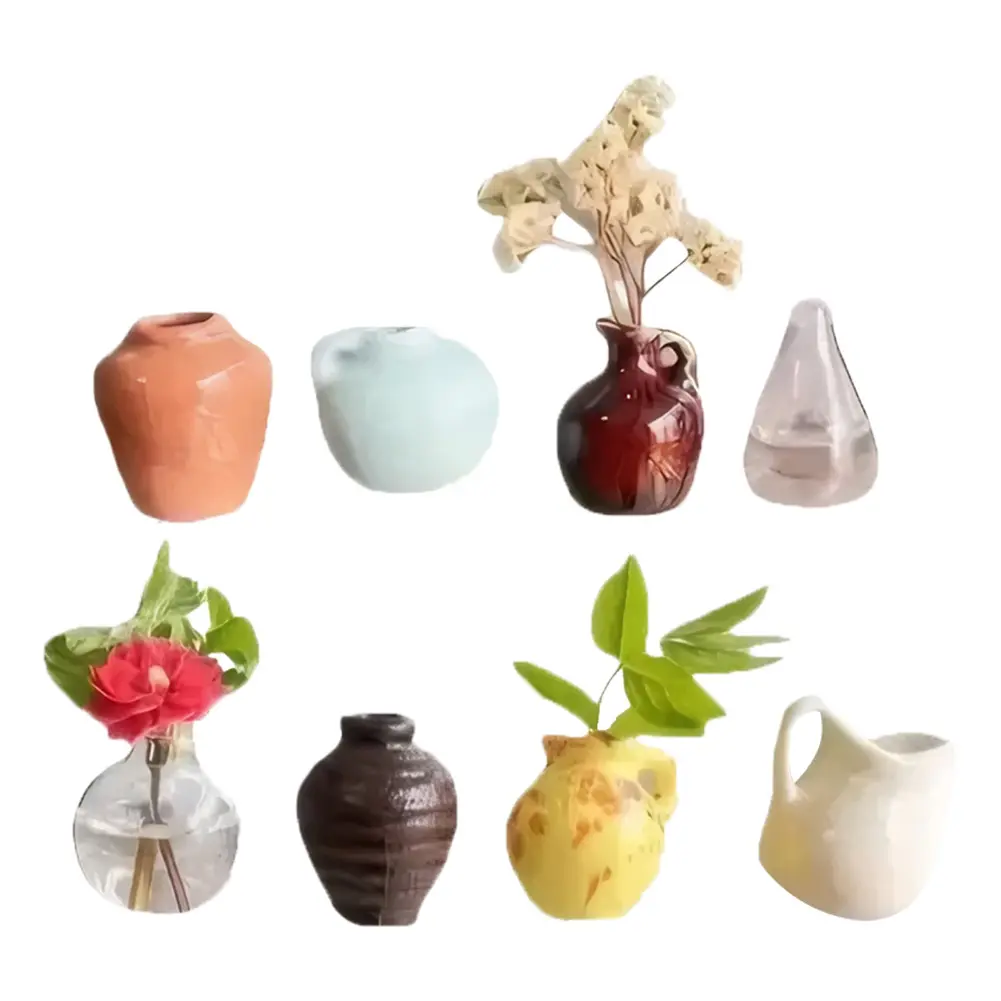 14-5pcs Mini Vase Super Powerful Fridge Message Porcelain Refrigerator Magnets 3D Flower Pot Fridge Magnet for Home Decoration