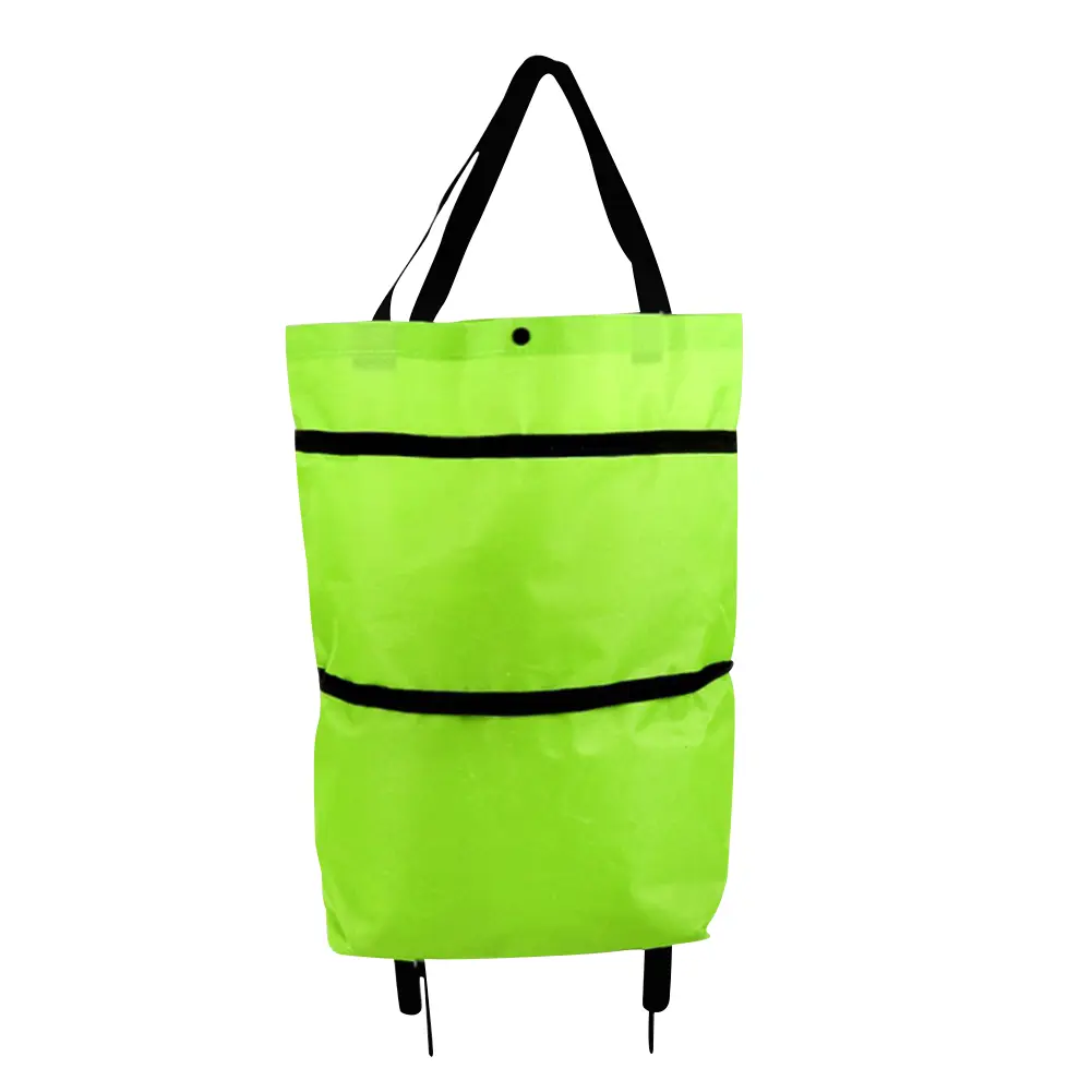 Shopping Pull Cart with Wheel Reusable Grocery Bags Oxford Easy Installation Folding Waterproof High-Capacity Household Supplies