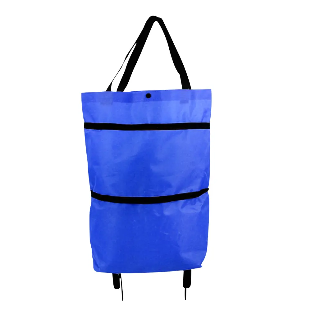 Shopping Pull Cart with Wheel Reusable Grocery Bags Oxford Easy Installation Folding Waterproof High-Capacity Household Supplies