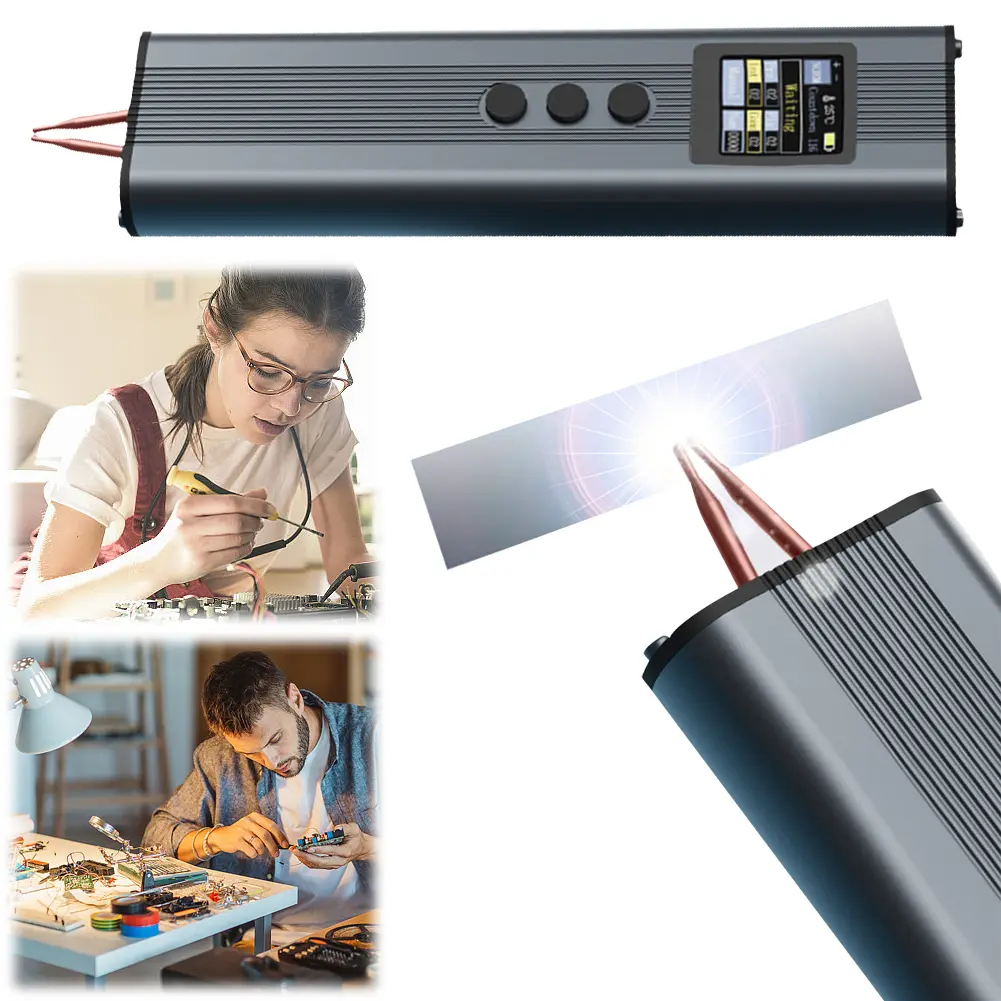 Mini Spot Welding Machine Digital Display Energy Storage Spot Welding Machine Automatic & Manual Modes for 18650 Battery