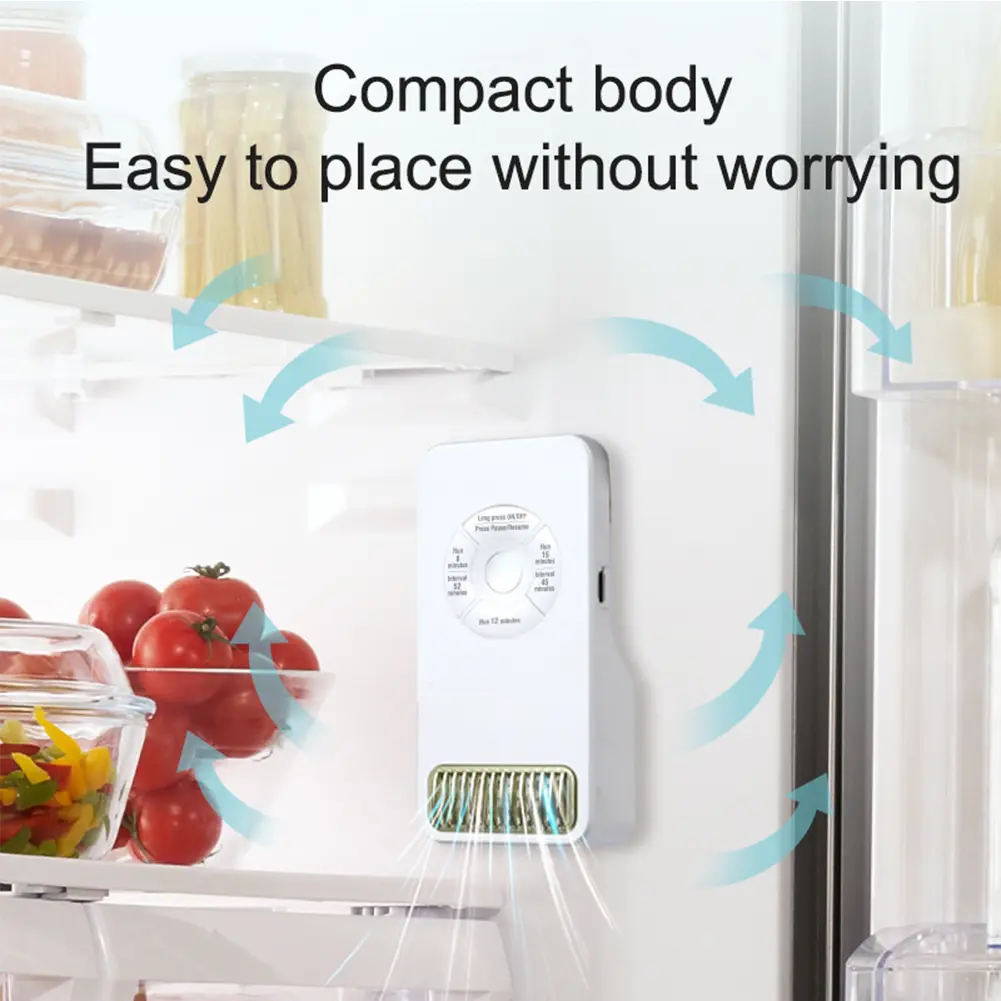 Mini Air Freshener Refrigerator Deodorizer Portable 1200mAh USB Rechargeable Odor Eliminator for Various Spaces