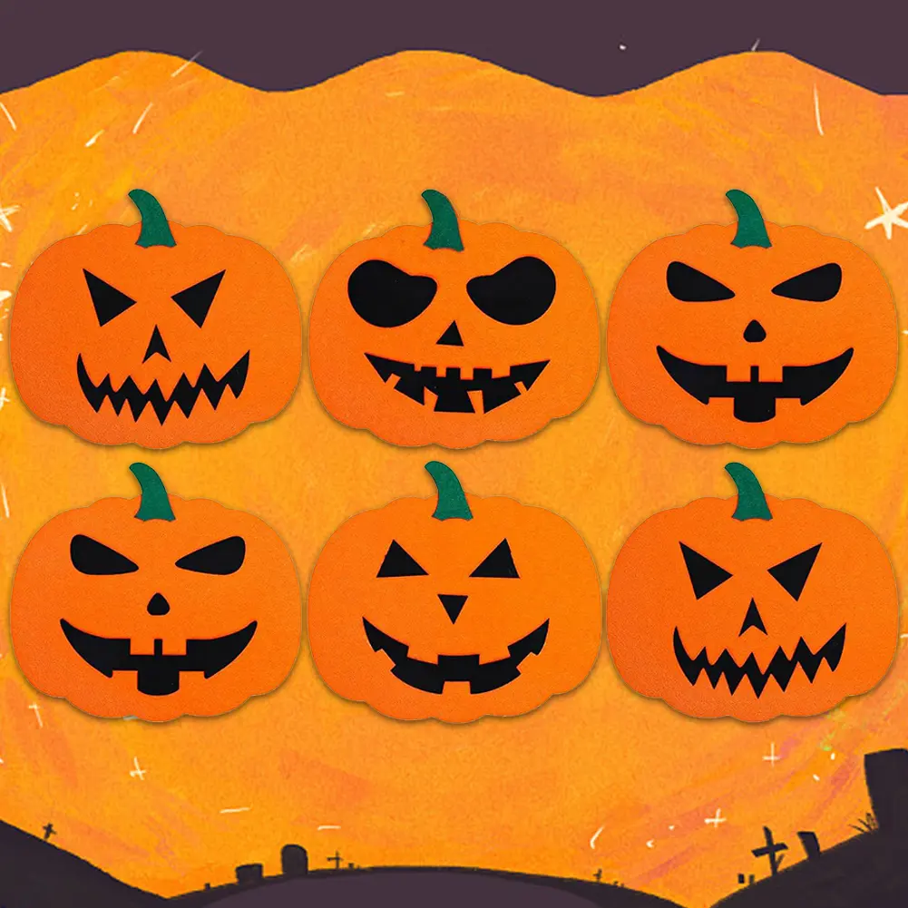 6Pcs Halloween Felt Pumpkin Coasters Heat Resistant Pumpkin Shaped Coasters Handmade Pumpkin Coasters for Home Kitchen Office