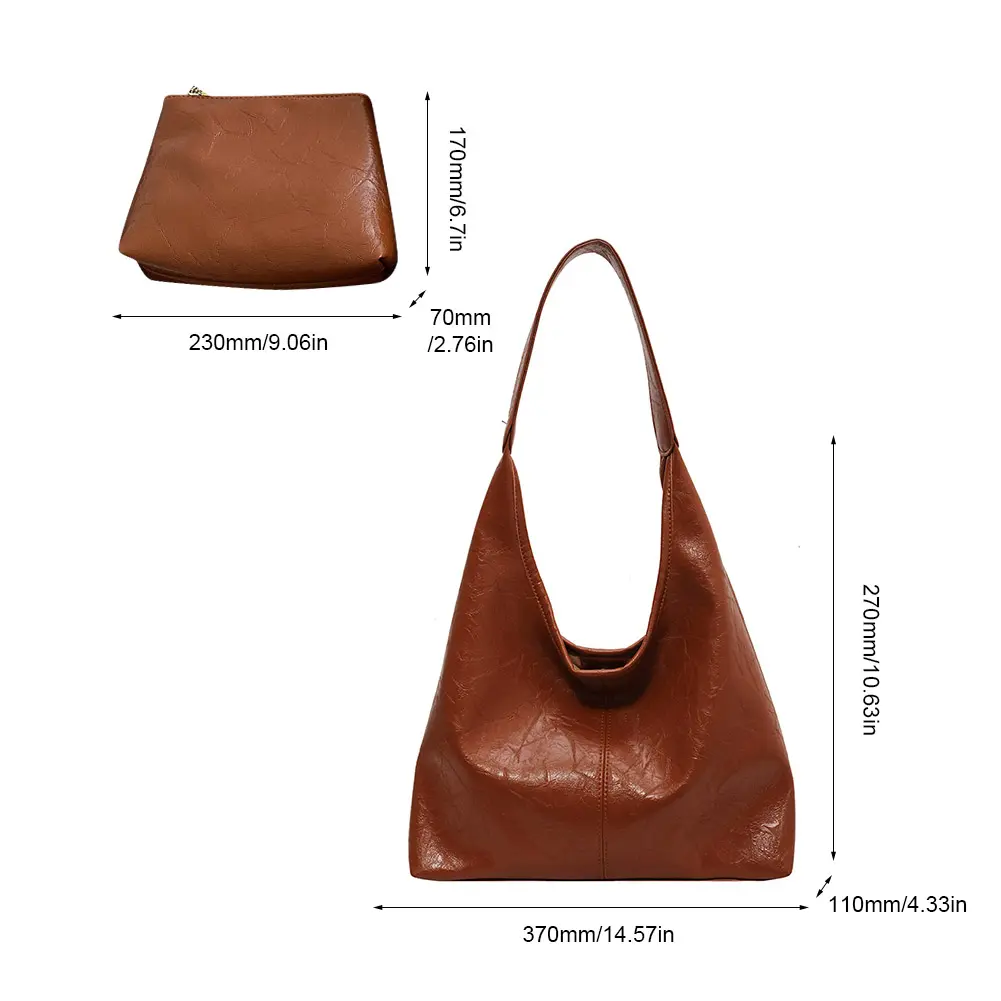 Women Soft Underarm Bag Fashion Hobo Bag and Clutch Versatile 2pcs Shoulder Bag and Handbag Set Satchel Hobo Bag Commuting Bag