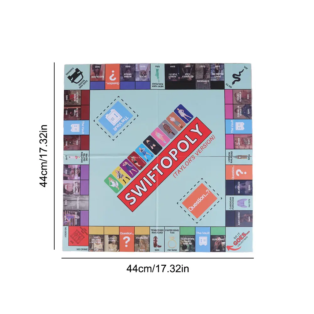 Taylor's Monopoly Board Game Fun Party Family Interactive Chess Games Swiftopoly Board Game Adults Fans Interactive Board Game