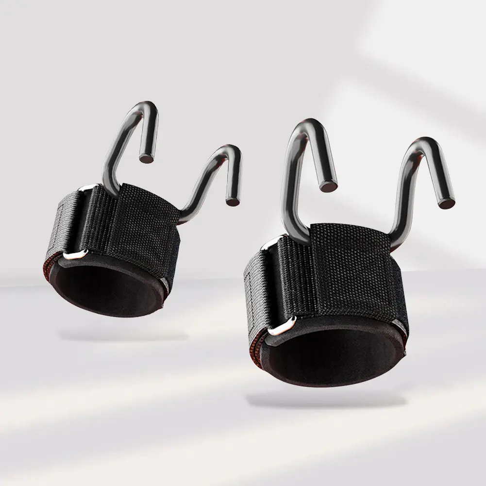Weight Lifting Hooks Weight Lifting Grips Heavy Duty Pull Up Straps Adjustable Powerlifting Support Hooks Straps for Gym Workout