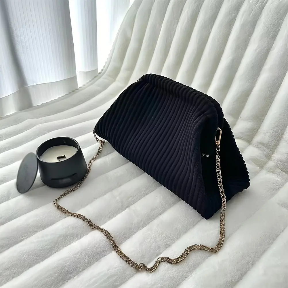 Women Evening Clutch Bag Corduroy Evening Purse Large Capacity Stylish Crossbody Bag Fashion Shoulder Bag Trendy Sling Bag