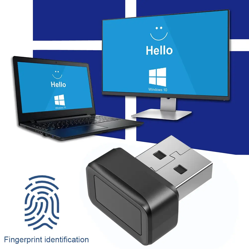 Portable USB Fingerprint Logger Hello Desktop 0.05s 360-Degree Sensor Security Anti-Spoofing Security Lock For Windows  10 11