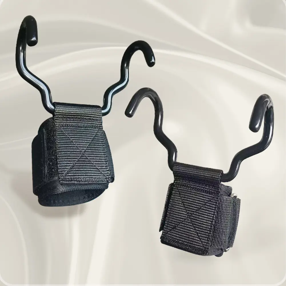 Weight Lifting Hooks Weight Lifting Grips Heavy Duty Pull Up Straps Adjustable Powerlifting Support Hooks Straps for Gym Workout