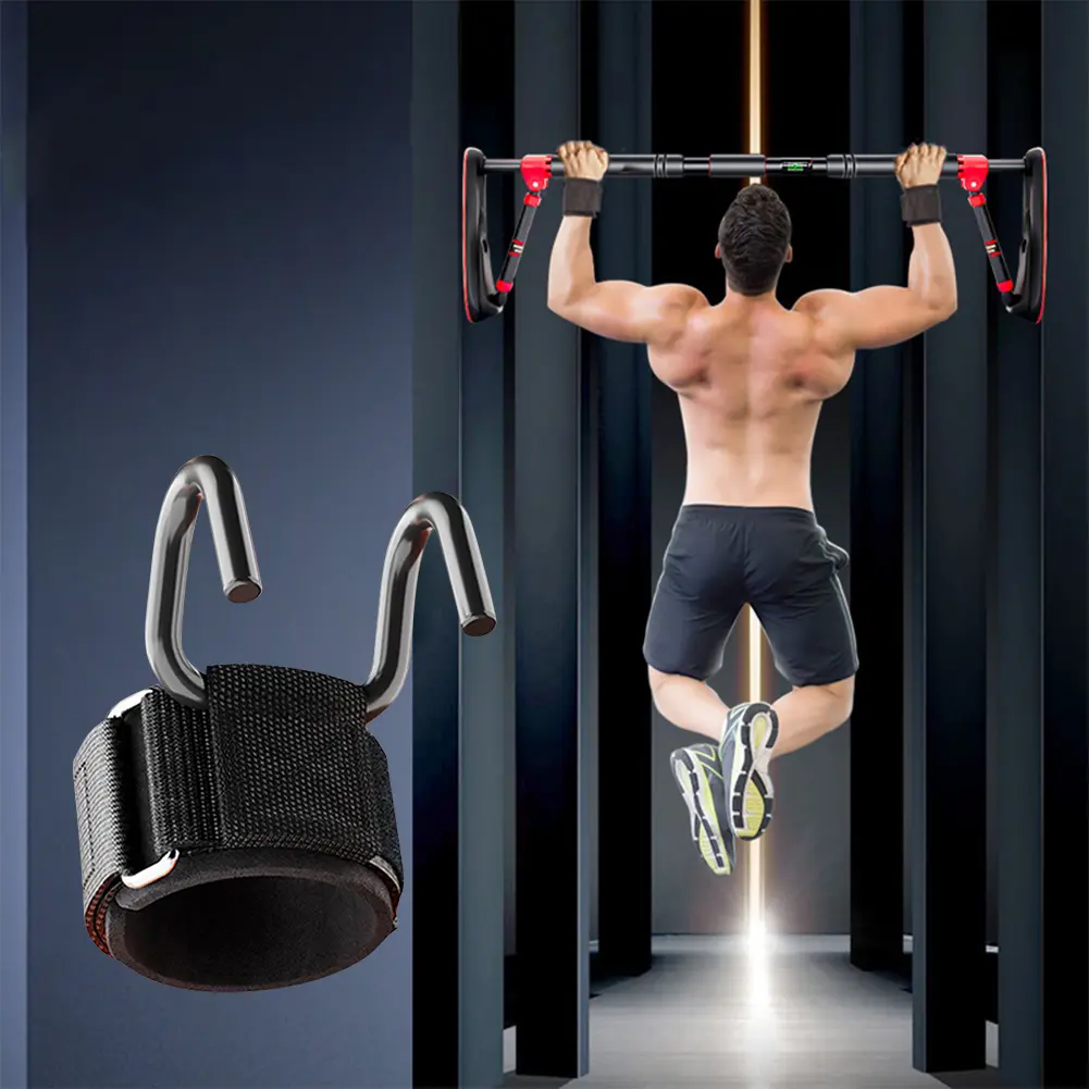 Weight Lifting Hooks Weight Lifting Grips Heavy Duty Pull Up Straps Adjustable Powerlifting Support Hooks Straps for Gym Workout