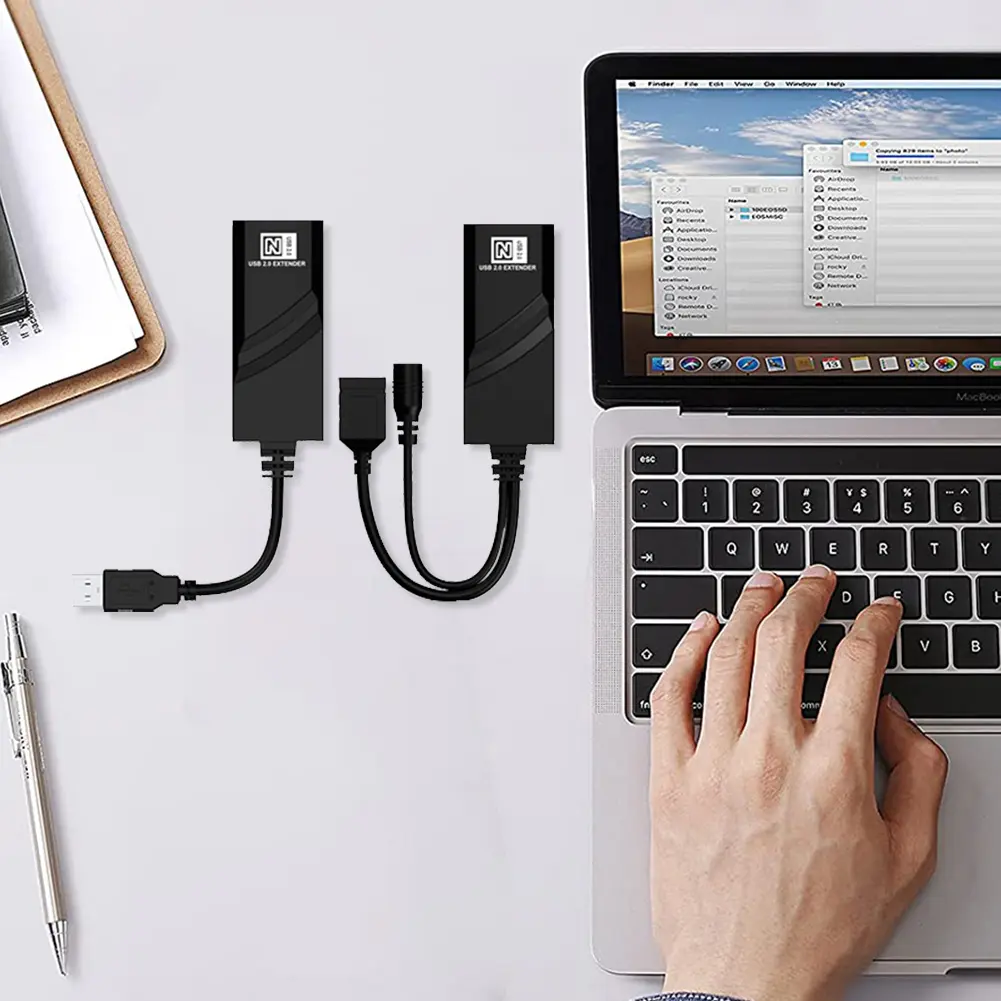 USB Ethernet Extender with Power Adapter USB 2.0 Network Cable Extender To RJ45 Over Cat5 Cat5E Cat6 for Camera Mouse Keyboard