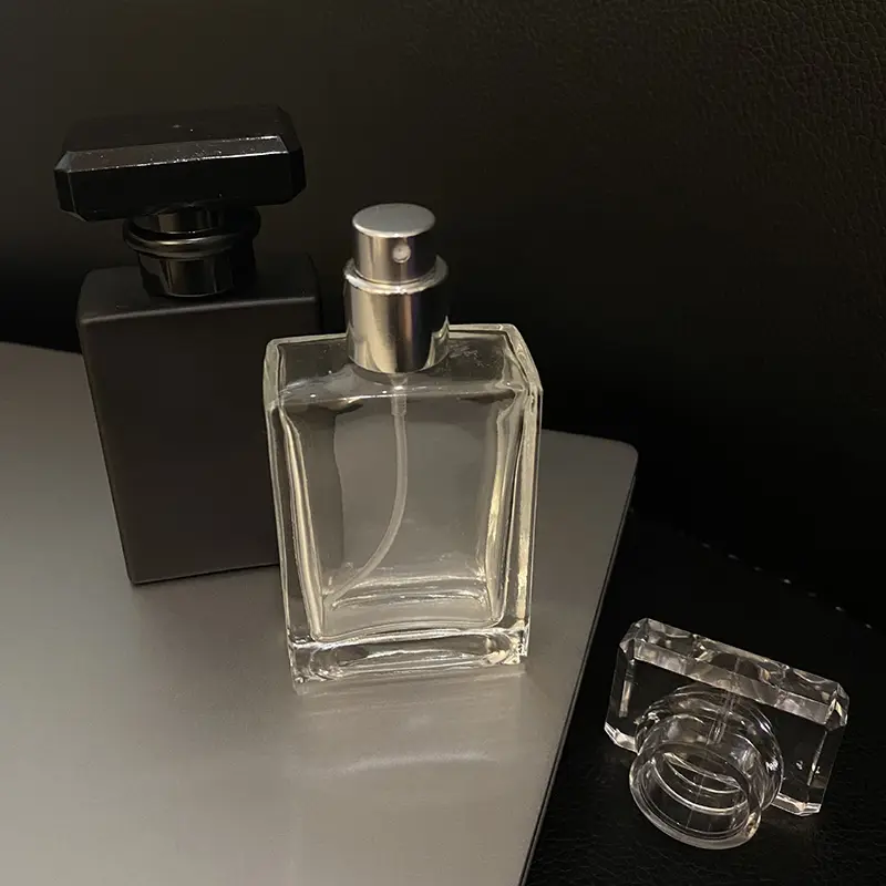 1pcs Perfume Bottle Bottling 30ml Portable Travel Pressed Spray Bottle Black Transparent Glass Empty Bottle