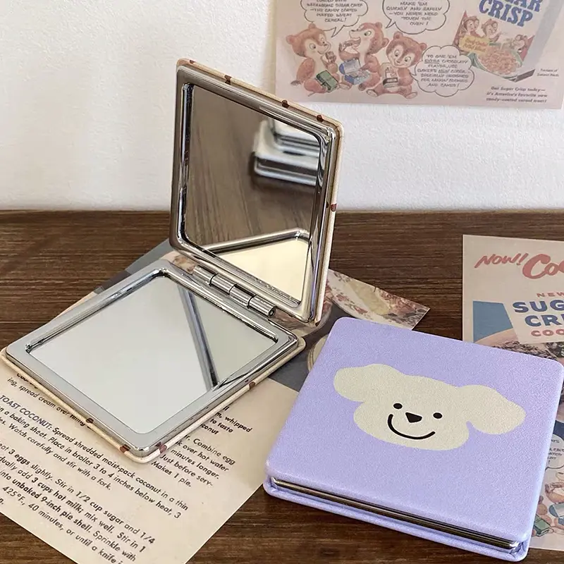 Shiny Quicksand Makeup Mirror Portable Magnifying Hand Square Makeup Standing Vanity Foldable Pocket Mirror Cute Compact Girls