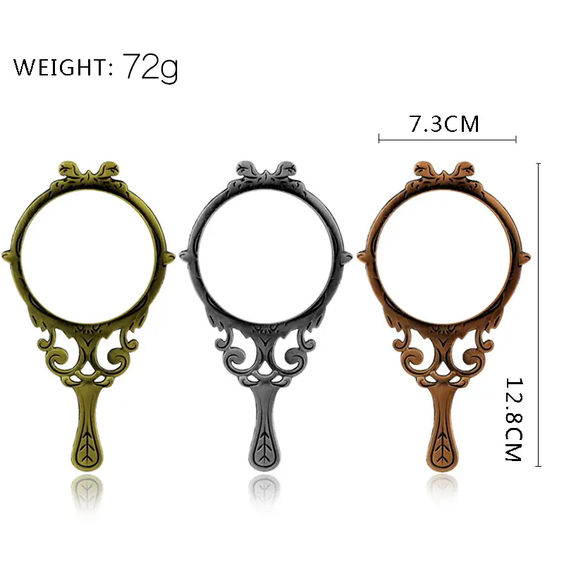 Retro Handheld Mirrors Makeup Mirror Hollow  Cosmetic Compact Mirror for Women