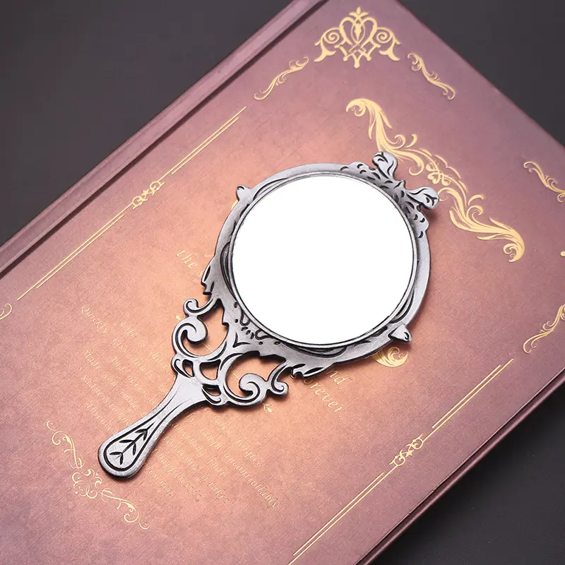 Retro Handheld Mirrors Makeup Mirror Hollow  Cosmetic Compact Mirror for Women