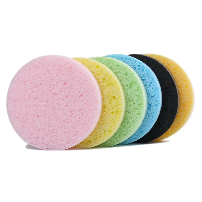 2/4pcs Natural Wood Fiber Facial Puff Face Cleanse Washing Sponge Exfoliator Cleansing Sponge Puff Facial Cleanser
